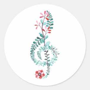 Watercolor Treble Clef Music Gift Band Orchestra Runder Aufkleber