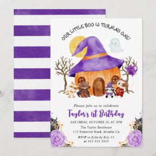 Watercolor Trick or Treat Halloween 1. Geburtstag Einladung