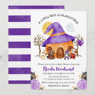 Watercolor Trick or Treat Halloween Babyparty Einladung