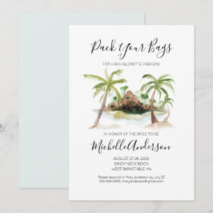Watercolor Tropic Bachelorette Wochenende Einladun Einladung