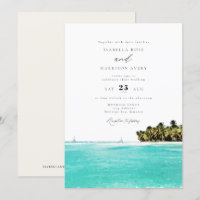 Watercolor Tropical Beach Jamaica Island Wedding