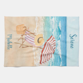 Watercolor Tropical Beach personalisieren Geschirrtuch