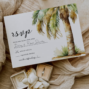 Watercolor Tropical Beach Wedding UAWG RSVP Karte