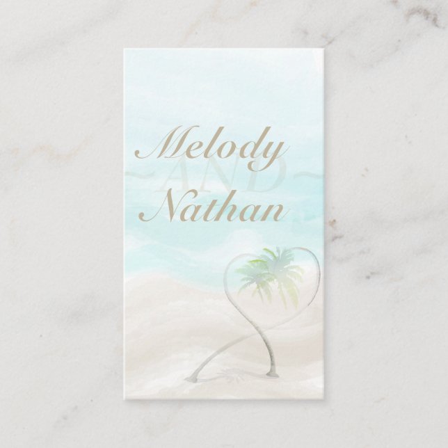 Watercolor Tropical Beach Wedding Website Card Begleitkarte (Vorderseite)