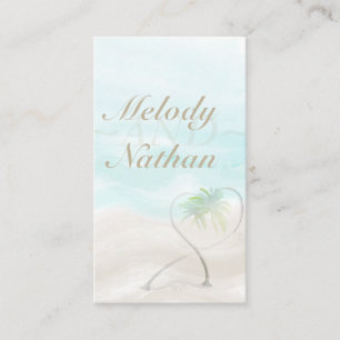 Watercolor Tropical Beach Wedding Website Card Begleitkarte