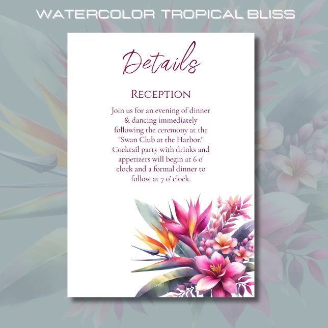 Watercolor Tropical Bliss Wedding Details- Begleitkarte (Watercolor Tropical Bliss Wedding Collection-Details)