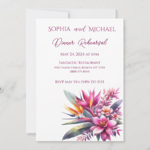 Watercolor Tropical Bliss Wedding Dinner Probe Einladung