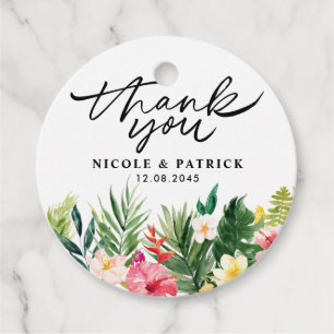 Watercolor Tropical Blume Hochzeit Vielen Dank Geschenkanhänger