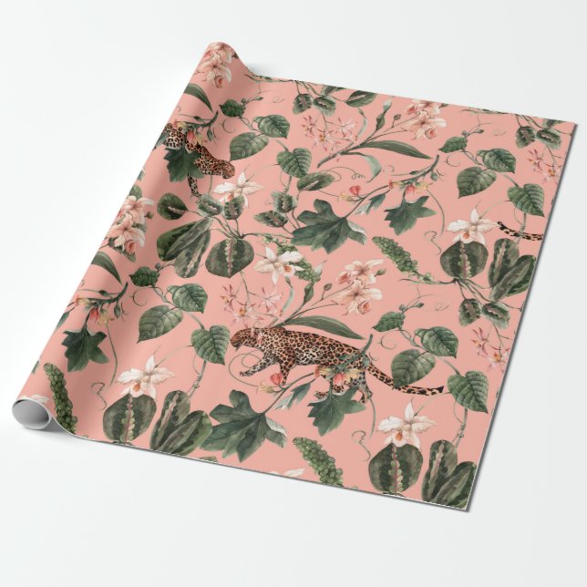 Watercolor tropical exotic pattern with orchid, gr geschenkpapier (Ungerollt)