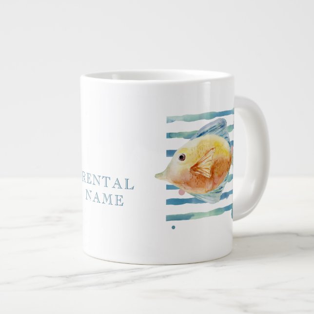 WATERCOLOR TROPICAL FISH VACATION RENTAL  Jumbo-Tasse (Vorderseite Rechts)