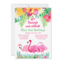 Watercolor Tropical Flamingo Birthday
