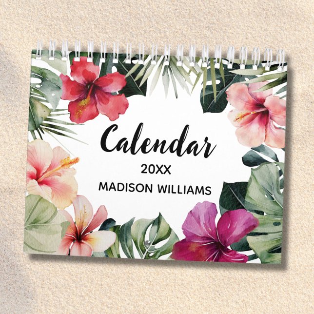Watercolor Tropical Floral Botanical 2026 Kalender (Close up)