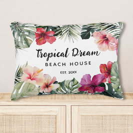 Watercolor Tropical Floral Botanical Beach House Dekokissen
