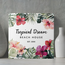 Watercolor Tropical Floral Botanical Beach House Fliese