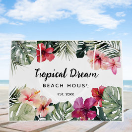 Watercolor Tropical Floral Botanical Beach House Große Geschenktüte