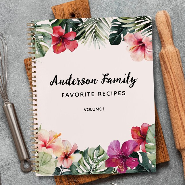 Watercolor Tropical Floral Botanical Family Recipe Notizbuch (In situ)