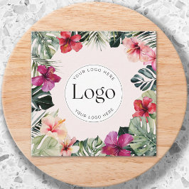 Watercolor Tropical Floral Botanical Logo Quadratische Visitenkarte