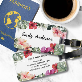 Watercolor Tropical Floral Botanical Summer Beach Gepäckanhänger