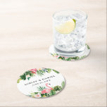 Watercolor Tropical Floral Flamingo Wedding Runder Pappuntersetzer<br><div class="desc">Moderne Watercolor tropische Blumengrün Hochzeiten Untersetzer mit rosa Flamingo.</div>