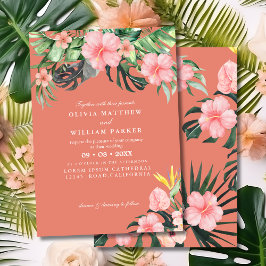 Watercolor Tropical floral Summer Beach Wedding Einladung