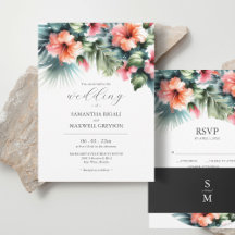 Watercolor Tropical Flowers and Greenery Wedding