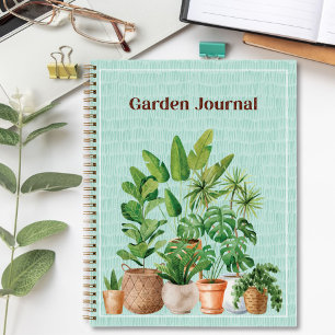 Watercolor Tropical Houseplant Garden Journal Notizbuch