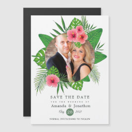 Watercolor Tropical Luau Aloha Wedding Foto Magneteinladung