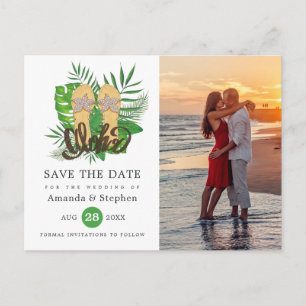 Watercolor Tropical Luau Aloha Wedding Foto Postkarte