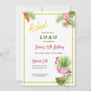 Watercolor Tropical Luau Birthday Party Einladung