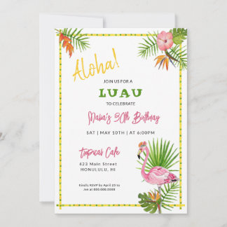 Watercolor Tropical Luau Birthday Party Einladung
