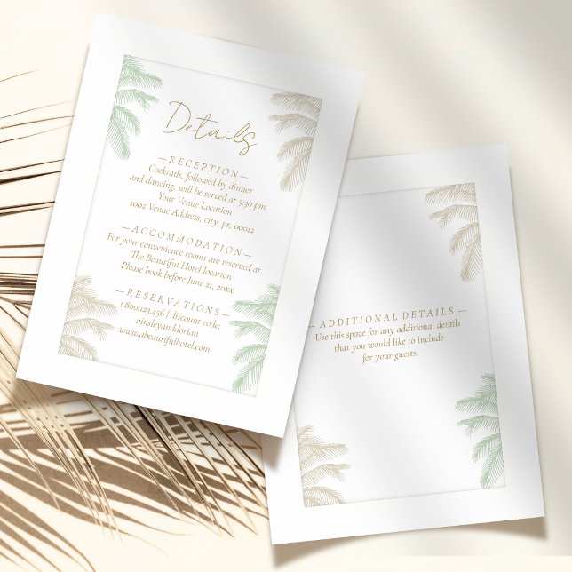 Watercolor Tropical Palm Tree Boho Hochzeiten Deta Begleitkarte (Von Creator hochgeladen)