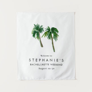 Watercolor Tropical Palm Trees Bachelorette Wandteppich