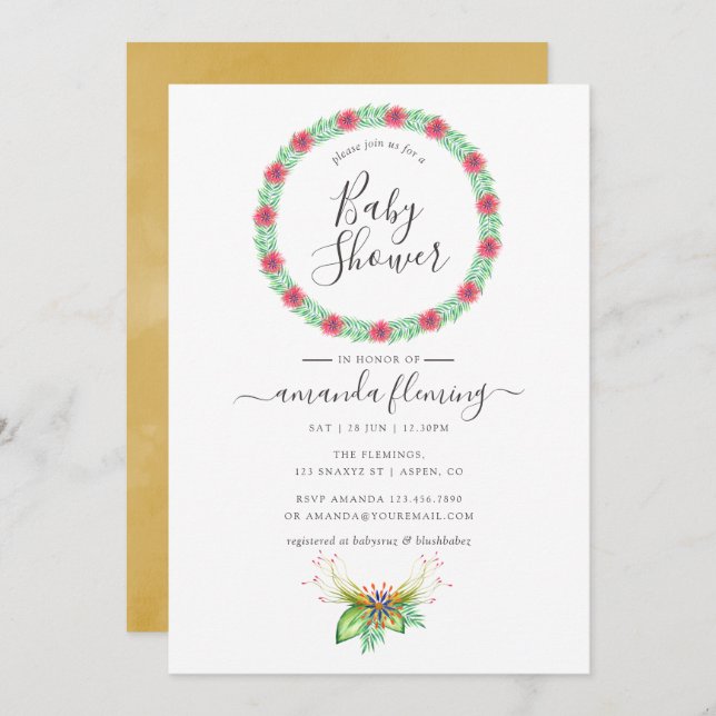 Watercolor Tropical Summer Beach Baby Dusche Einladung (Vorne/Hinten)