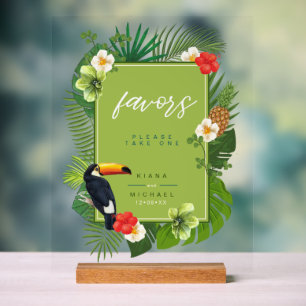 Watercolor Tropical w/Toucan Favors Green ID577 Acrylschild