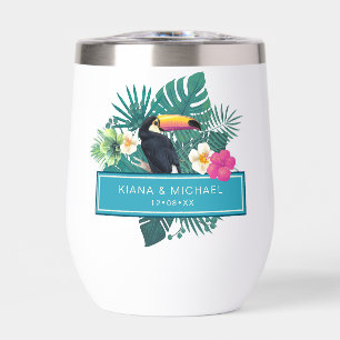 Watercolor Tropical w/Toucan Wedding Aquamarin ID5