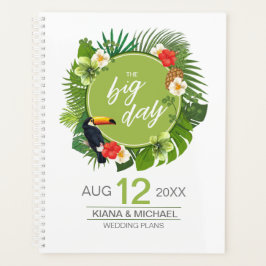 Watercolor Tropical w/Toucan Wedding Green ID577 Planer