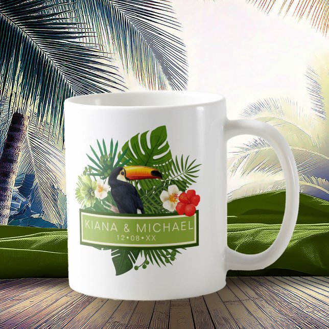 Watercolor Tropical w/Toucan Wedding ID577 Kaffeetasse (Von Creator hochgeladen)