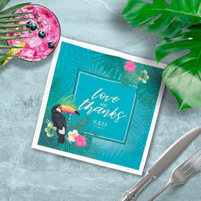 Watercolor Tropical Wedding Dank Aquamariner ID577 Serviette (Von Creator hochgeladen)