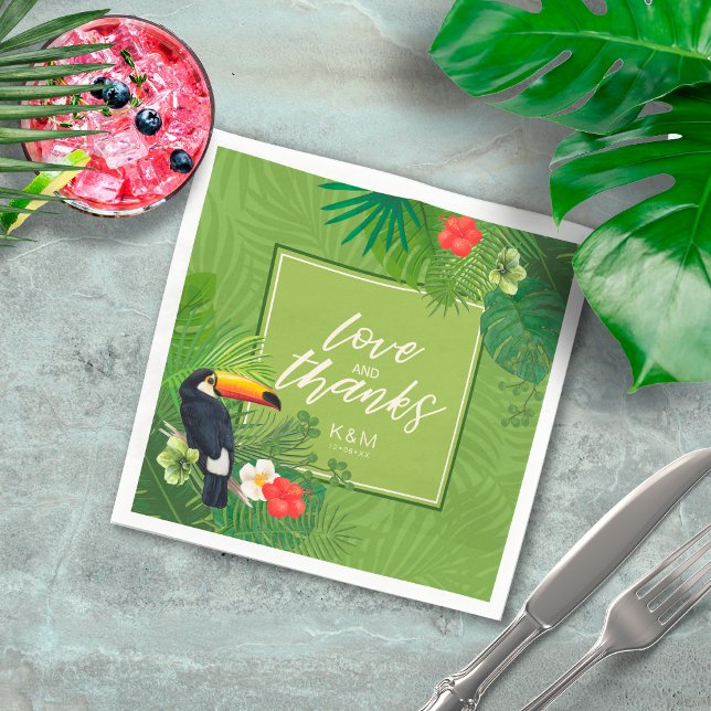 Watercolor Tropical Wedding dank Green ID577 Serviette (Von Creator hochgeladen)