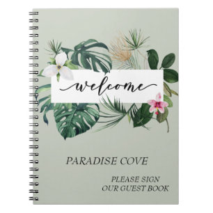 Watercolor Tropical Zuhause Rental Guest Book Notizblock