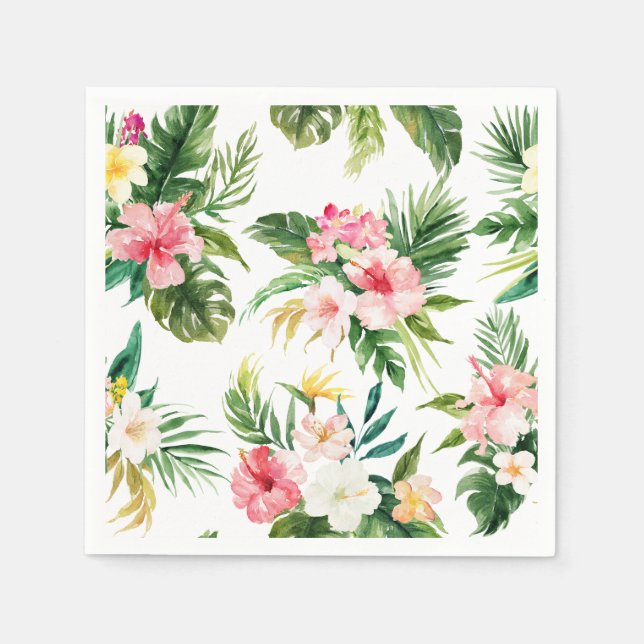 Watercolor Tropische Blume Sommer Serviette (Vorderseite)