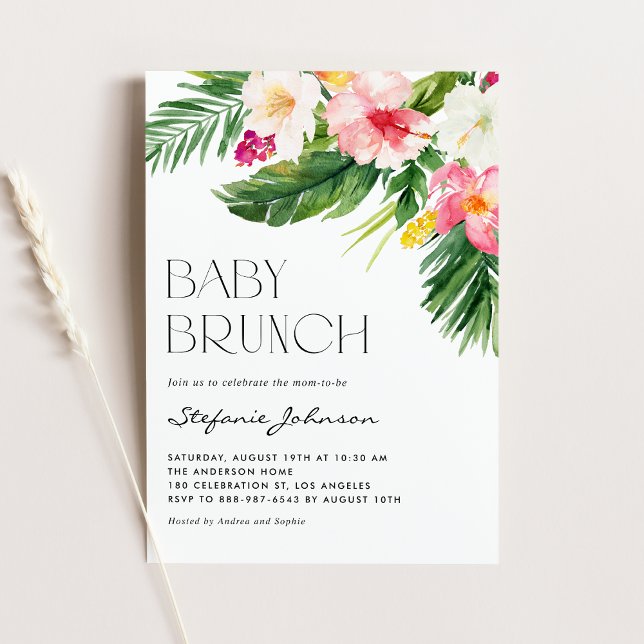 Watercolor Tropische Blume Summer Baby Brunch Einladung (Von Creator hochgeladen)