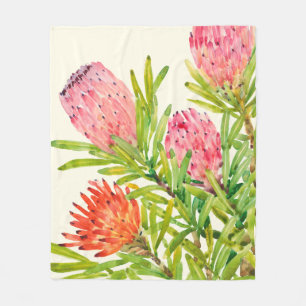 Watercolor-tropische Blumen Fleecedecke