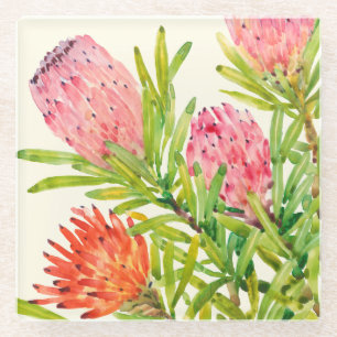 Watercolor-tropische Blumen Glasuntersetzer