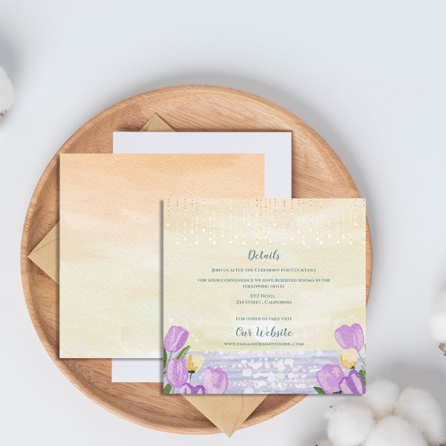 Watercolor Tulip Seaside Pastel Floral Wedding Begleitkarte (Watercolor Tulip Seaside Pastel Floral Wedding Enclosure Card)