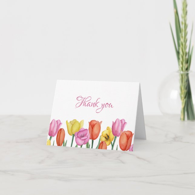 Watercolor Tulip Thank You Note Dankeskarte (Vorderseite)