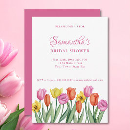 Watercolor Tulips Bridal Shower Einladung