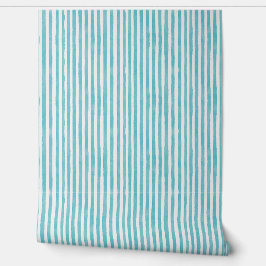 Watercolor Turquoise Pinstripes Tapete