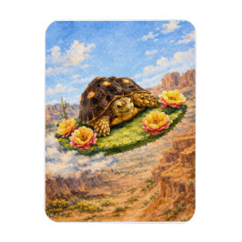 Watercolor Turtle flying on a magic cactus pad Magnet