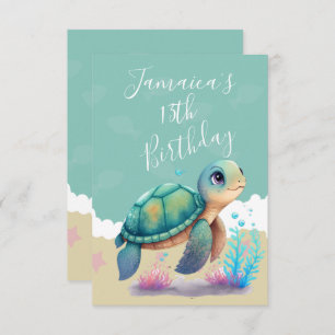 Watercolor Turtle Ocean Geburtstagsparty Danke